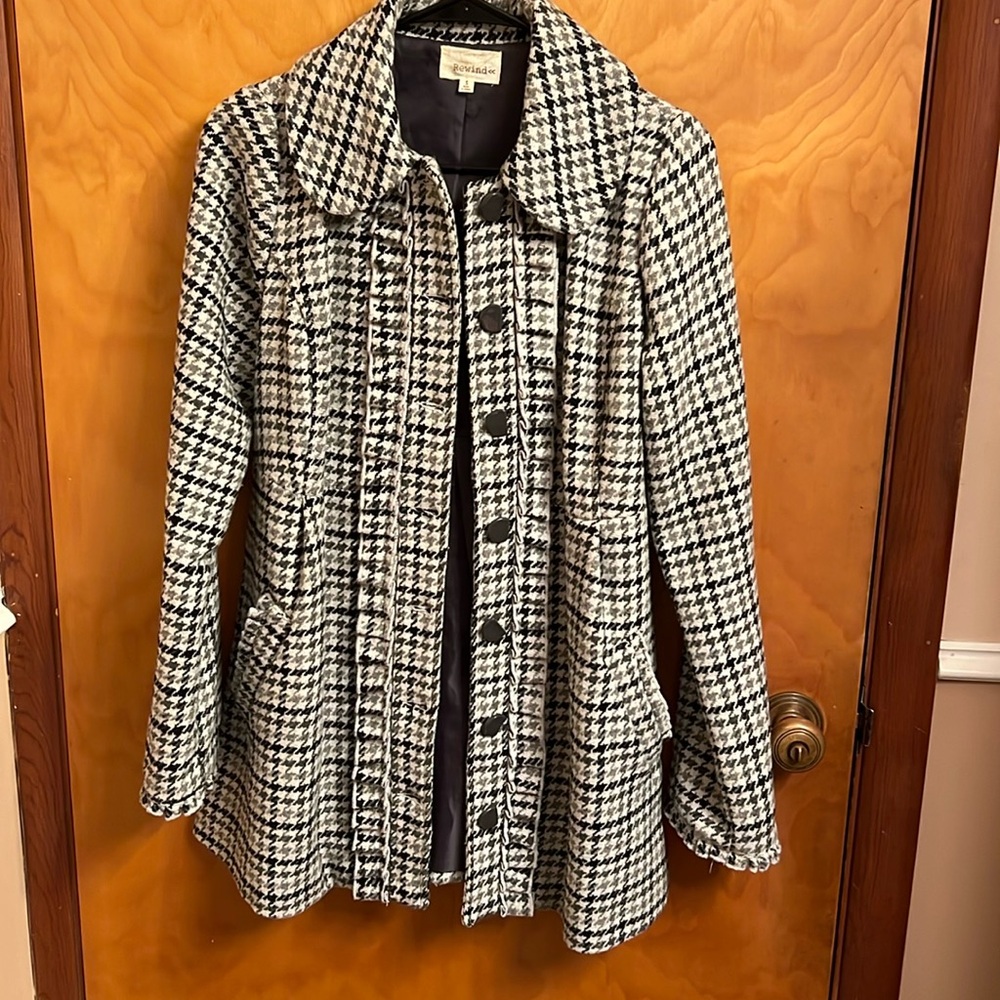 Pre-Owned Rewind Peacoat Women's Black/Gray/White Jacket Coat Winter Size S